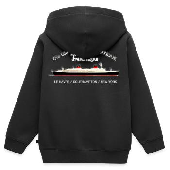 PAQUEBOT FRANKREICH - Kinder Premium Organic Zip Hoodie - Schwarz - Hinten - AI Model Kid Male (0cm)