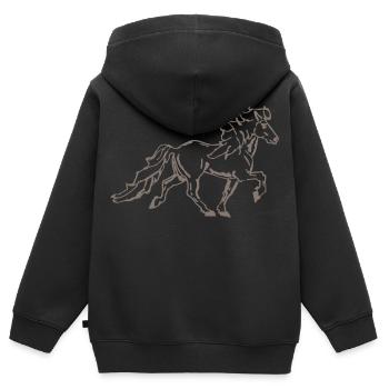 Edles Islandpferd im Tölt 7 - Kinder Premium Organic Zip Hoodie - Schwarz - Hinten - AI Model Kid Male (0cm)