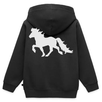 Edles Islandpferd im Tölt - Kinder Premium Organic Zip Hoodie - Schwarz - Hinten - AI Model Kid Male (0cm)