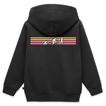 Rétro triathlon triathlète - Sweat Premium à capuche zippé enfant bio - noir - Dos - AI Model Kid Male (0cm)