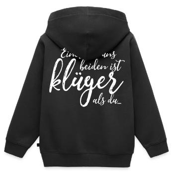 Einer von uns beiden ist klüger als du - Spruch - Kinder Premium Organic Zip Hoodie - Schwarz - Hinten - AI Model Kid Male (0cm)