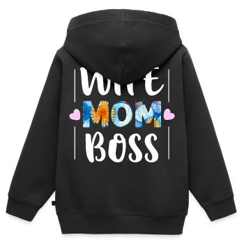 Maman - Sweat Premium à capuche zippé enfant bio - noir - Dos - AI Model Kid Male (0cm)