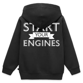 Démarrage de vos moteurs - Sweat Premium à capuche zippé enfant bio - noir - Dos - AI Model Kid Male (0cm)