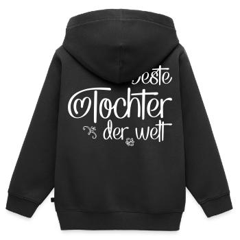 Tochter - Kinder Premium Organic Zip Hoodie - Schwarz - Hinten - AI Model Kid Male (0cm)