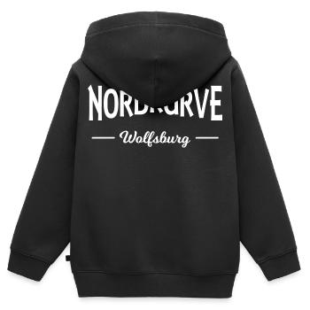 Nordkurve Wolfsburg - Kinder Premium Organic Zip Hoodie - Schwarz - Hinten - AI Model Kid Male (0cm)
