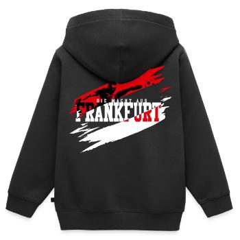 Frankfurt Fussball - Kinder Premium Organic Zip Hoodie - Schwarz - Hinten - AI Model Kid Male (0cm)