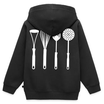 Kitchen utensils - Kids Premium Organic Zip-up Hoodie - black - Back - AI Model Kid Male (0cm)