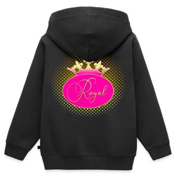 ROYAL Krone Gold Pink - Sweat Premium à capuche zippé enfant bio - noir - Dos - AI Model Kid Male (0cm)