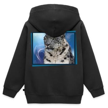 Schneeleopard - Kinder Premium Organic Zip Hoodie - Schwarz - Hinten - AI Model Kid Male (0cm)