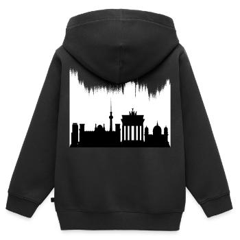 Berlin Allemagne Skyline City - Sweat Premium à capuche zippé enfant bio - noir - Dos - AI Model Kid Male (0cm)