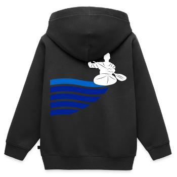 Kanu - Kinder Premium Organic Zip Hoodie - Schwarz - Hinten - AI Model Kid Male (0cm)