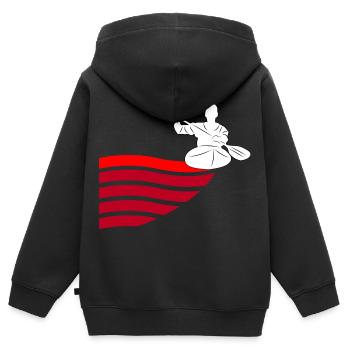 Kanu - Kinder Premium Organic Zip Hoodie - Schwarz - Hinten - AI Model Kid Male (0cm)