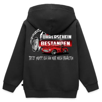 Führerschein Bestanden - Kinder Premium Organic Zip Hoodie - Schwarz - Hinten - AI Model Kid Male (0cm)
