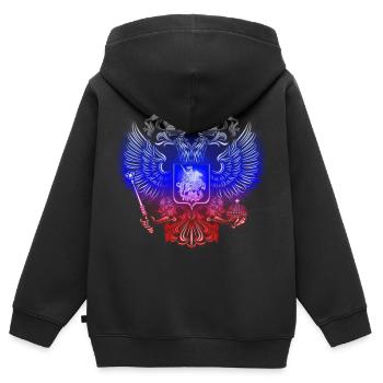 Armoiries russes - Sweat Premium à capuche zippé enfant bio - noir - Dos - AI Model Kid Male (0cm)