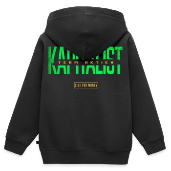 Kapitalist Team Aktien - Kinder Premium Organic Zip Hoodie - Schwarz - Hinten - AI Model Kid Male (0cm)