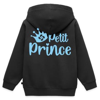 Petit Prince Basque - Sweat Premium à capuche zippé enfant bio - noir - Dos - AI Model Kid Male (0cm)