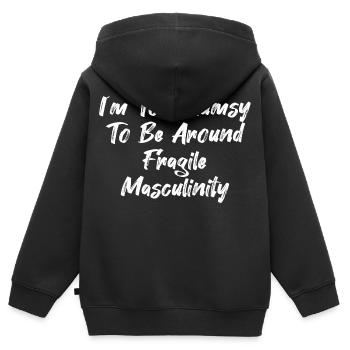 Je suis trop maladroit pour côtoyer une masculinité fragile - Sweat Premium à capuche zippé enfant bio - noir - Dos - AI Model Kid Male (0cm)