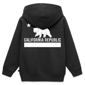 California Republic State Flag - Kinder Premium Organic Zip Hoodie - Schwarz - Hinten - AI Model Kid Male (0cm)
