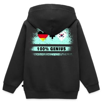 Allemagne et Corée du Sud Genial / Cadeau - Sweat Premium à capuche zippé enfant bio - noir - Dos - AI Model Kid Male (0cm)