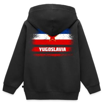 Jugoslawien Vintage Flaggen - Kinder Premium Organic Zip Hoodie - Schwarz - Hinten - AI Model Kid Male (0cm)