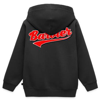 barbier haar bart barber rasieren männer barber - Kinder Premium Organic Zip Hoodie - Schwarz - Hinten - AI Model Kid Male (0cm)