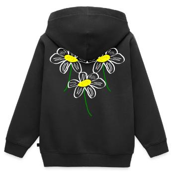 Blume weiß weiße Blume Blumen weiß weiße Blumen - Kinder Premium Organic Zip Hoodie - Schwarz - Hinten - AI Model Kid Male (0cm)