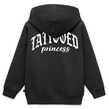 tatouage tatouage aiguille encre princesse princesse - Sweat Premium à capuche zippé enfant bio - noir - Dos - AI Model Kid Male (0cm)