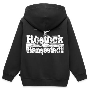 Rostock Hansestadt - Kinder Premium Organic Zip Hoodie - Schwarz - Hinten - AI Model Kid Male (0cm)