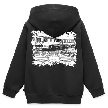 Bus articulé Ikarus Bus - Sweat Premium à capuche zippé enfant bio - noir - Dos - AI Model Kid Male (0cm)