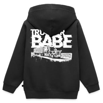 Camionneur Babe - Sweat Premium à capuche zippé enfant bio - noir - Dos - AI Model Kid Male (0cm)