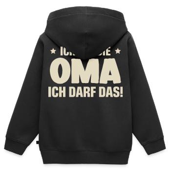 Oma - Kinder Premium Organic Zip Hoodie - Schwarz - Hinten - AI Model Kid Male (0cm)