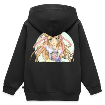 Manga - Kinder Premium Organic Zip Hoodie - Schwarz - Hinten - AI Model Kid Male (0cm)