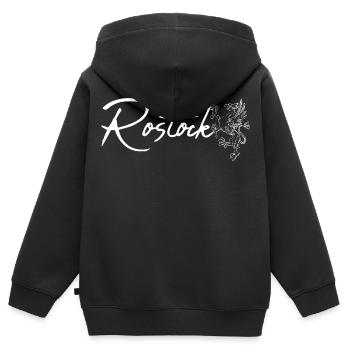 Rostock Schriftzug mit Greif - Kinder Premium Organic Zip Hoodie - Schwarz - Hinten - AI Model Kid Male (0cm)