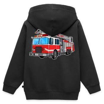 Feuerwehr, Feuerwehrauto, Feuerwehrmann, löschen - Kinder Premium Organic Zip Hoodie - Schwarz - Hinten - AI Model Kid Male (0cm)