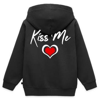 Kiss Me Herzchen - Kinder Premium Organic Zip Hoodie - Schwarz - Hinten - AI Model Kid Male (0cm)