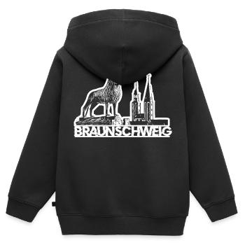 Braunschweig Löwe - Kinder Premium Organic Zip Hoodie - Schwarz - Hinten - AI Model Kid Male (0cm)