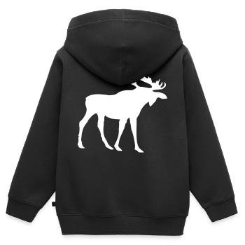 Elche Elch - Kinder Premium Organic Zip Hoodie - Schwarz - Hinten - AI Model Kid Male (0cm)