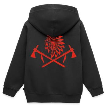 Rotindischer Krieger - Kinder Premium Organic Zip Hoodie - Schwarz - Hinten - AI Model Kid Male (0cm)