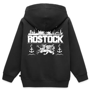 Rostock - Kinder Premium Organic Zip Hoodie - Schwarz - Hinten - AI Model Kid Male (0cm)