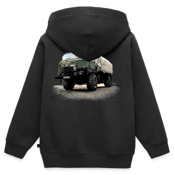CGPI | L60 | RDA | CAMION - Sweat Premium à capuche zippé enfant bio - noir - Dos - AI Model Kid Male (0cm)
