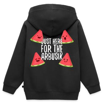 Seulement ici à cause du cadeau de la pastèque - Sweat Premium à capuche zippé enfant bio - noir - Dos - AI Model Kid Male (0cm)