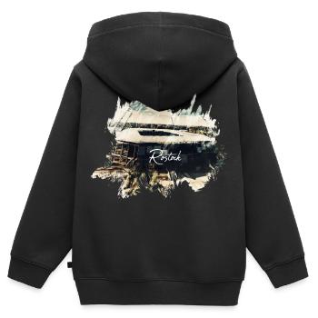 Stade de Rostock - Sweat Premium à capuche zippé enfant bio - noir - Dos - AI Model Kid Male (0cm)