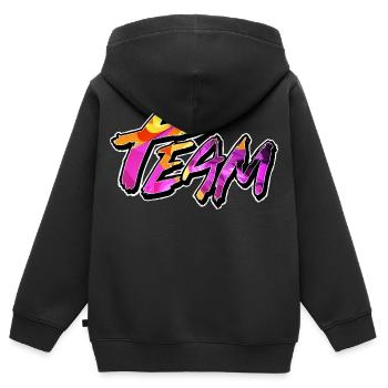 Équipe - Sweat Premium à capuche zippé enfant bio - noir - Dos - AI Model Kid Male (0cm)