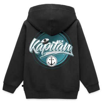 Kapitän - Kinder Premium Organic Zip Hoodie - Schwarz - Hinten - AI Model Kid Male (0cm)
