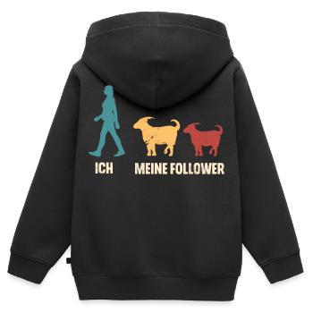 Ziege Hirte Ziegen - Kinder Premium Organic Zip Hoodie - Schwarz - Hinten - AI Model Kid Male (0cm)