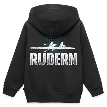 Rudern Ruderer Ruderboot - Kinder Premium Organic Zip Hoodie - Schwarz - Hinten - AI Model Kid Male (0cm)