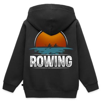 Rameur Rameur Bateau d’aviron Vintage - Sweat Premium à capuche zippé enfant bio - noir - Dos - AI Model Kid Male (0cm)