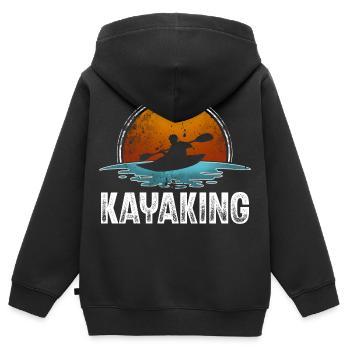 Kajak Kajakfahrer Kajaker - Kinder Premium Organic Zip Hoodie - Schwarz - Hinten - AI Model Kid Male (0cm)