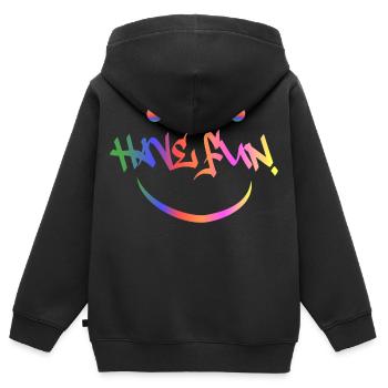 Hab Spaß - Kinder Premium Organic Zip Hoodie - Schwarz - Hinten - AI Model Kid Male (0cm)