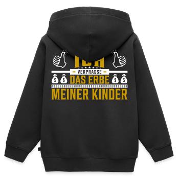 Ich verprasse das Erbe meiner Kinder Spruch - Kinder Premium Organic Zip Hoodie - Schwarz - Hinten - AI Model Kid Male (0cm)